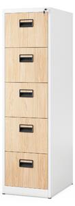 Kovová kartotéka, 5 zásuviek SARA V5, 460 x 1625.5 x 620 mm, Eco Design: biela/ dub sonoma