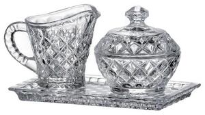 Bohemia Crystal Set s doplnkami Diamond (1 cukornička, 1 konvička na mlieko +1 tácka)