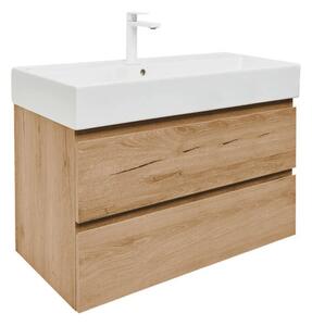 Kúpeľňová skrinka 2 zásuvky s umývadlom SAT B-Way 99x50x45 cm dub matný BWAY2100OAKU2BBI