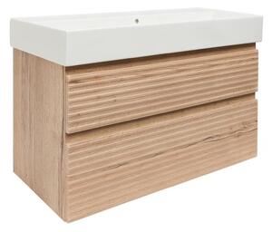 Kúpeľňová skrinka 2 zásuvky s umývadlom Naturel Savona 98x53x44,8 cm dub Halifax mat SAVONA2100DHSAT