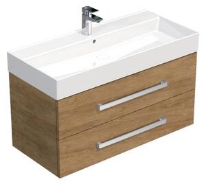 Kúpeľňová skrinka s umývadlom SAT Cube Way 100x47,5x46 cm dub hikor CUBE461002DHSAT
