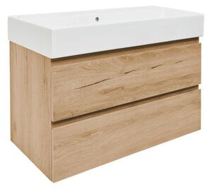 Kúpeľňová skrinka 2 zásuvky s umývadlom SAT B-Way 99x50x45 cm dub matný BWAY2100OAKU2BI