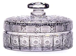 Bohemia Crystal Ručne brúsená dóza s viečkom PK500 180mm