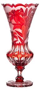 Bohemia Crystal Ručne brúsená váza Ľalia Rubín 430mm