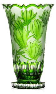 Bohemia Crystal Ručne brúsená váza Magnolia Zelená 305mm