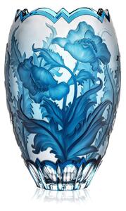 Bohémia Crystal Ručne brúsená váza Maky Azur 305mm