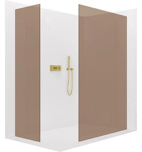 CERANO - Sprchová zástena Walk-in Crystal TL/P - 8 mm - bezvzperový systém - zlatá, bronzové sklo - 160x140x200 cm