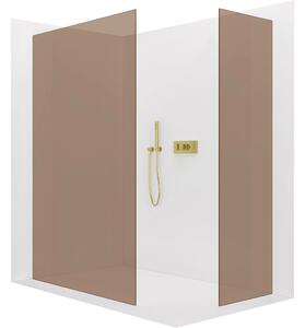 CERANO - Sprchová zástena Walk-in Crystal TL/P - 8 mm - bezvzperový systém - zlatá, bronzové sklo - 90x50x200 cm