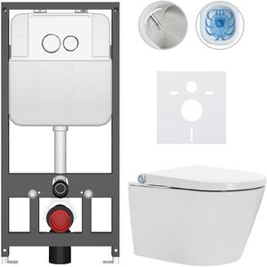 CERANO - Závesné WC s bidetom Cronus Standard - biela lesklá - tlačidlo Prime/Dualo, biele - závesné - predstenová inštalácia / sadrokartón - 59,3x38…