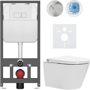 CERANO - Závesné WC s bidetom Cronus Standard - biela lesklá - tlačidlo Prime/Modulo, biele - závesné - predstenová inštalácia / sadrokartón - 59,3x3…