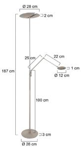 Steinhauer LED stojacia lampa Zenith 2, oceľ, na citanie, diaľkové ovládanie, Hliník / sivá / zinok, Obývacia izba / jedáleň, kov, Moderný, Zemné bodové svetlo