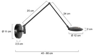 Steinhauer LED nástenné svetlo Zenith 2 s ramenom, čierna, kov, zástrčka, Čierna, Obývacia izba / jedáleň, kov, Moderný, Nástenné svietidlo