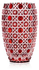 Bohemia Crystal Ručne brúsená váza Osmihran Rubín 205mm