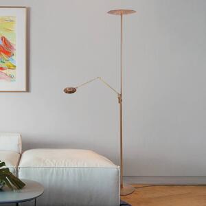 Steinhauer LED stojacia lampa Zenith 2 v bronzovej farbe, na citanie, diaľkové, Hnedá / staromosadz, Obývacia izba / jedáleň, kov, Moderný, Zemné bodové svetlo