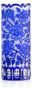Bohemia Crystal Ručne brúsená váza Wild Rose Modrá 300mm