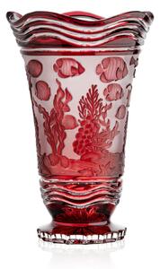 Bohemia Crystal Ručne brúsená váza Ocean Rubín 305mm