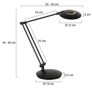 Steinhauer LED stolná lampa Zenith 2, čierna, diaľkové ovládanie, Čierna, Pracovňa / Kancelária, kov, Moderný, Stolová lampa