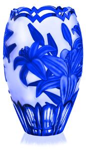Bohemia Crystal Ručne brúsená váza Lilie Modrá 300mm