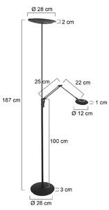 Steinhauer LED stojacia lampa Zenith 2 čierna, na citanie, diaľkové ovládanie, Čierna, Obývacia izba / jedáleň, kov, Moderný, Zemné bodové svetlo