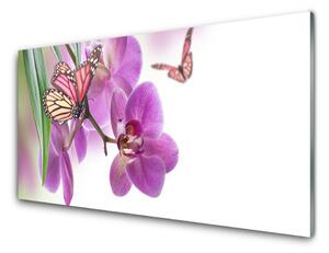 Sklenený obklad Do kuchyne Motýle kvety príroda 100x50 cm