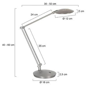 Steinhauer LED stolná lampa Zenith 2, oceľ, diaľkové ovládanie, Hliník / sivá / zinok, Pracovňa / Kancelária, kov, Moderný, Stolová lampa