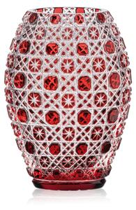 Bohemia Crystal Ručne brúsená váza Osmihran Rubín 205mm
