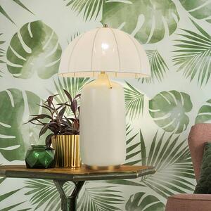 Elstead Stolová lampa Crosby, béžová, výška 70 cm, textil/kov, Mosadz / zlato, Obývacia izba / jedáleň, kov, Vintage, Stojacie svietidlo