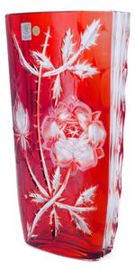 Bohemia Crystal Brúsená váza Rose 255 mm červená