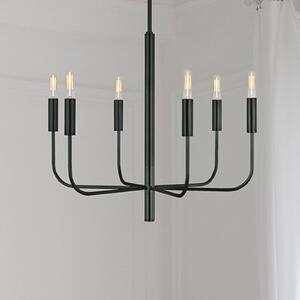 FEISS Luster Brianna, čierny, Ø 61 cm, 6-pl., kovový, Čierna, Obývacia izba / jedáleň, kov, Luster