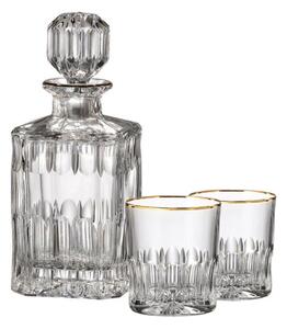 Bohemia Crystal ručne brúsený whisky set Daisy Line Gold (1 karafa + 2sklenice)