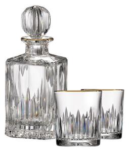 Bohemia Crystal ručne brúsený whisky set Prisma Line Gold (1 karafa + 2 poháre)