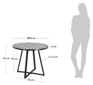 Záhradný jedálenský stôl s keramickou doskou Kave Home Tella, ⌀ 90 cm
