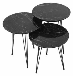 Čierny Odkladací stolík Siyah 38 × 38 × 55 cm / 38 × 38 × 50 cm / 38 × 38 × 45 cm HANAH HOME