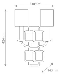 HINKLEY Nástenné svetlo Sabina, čierna, výška 42 cm, 2-pl., kov/textil, Čierna, Obývacia izba / jedáleň, kov, Moderný, Nástenné svietidlo