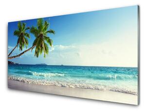 Sklenený obklad Do kuchyne More pláž palma krajina 125x50 cm