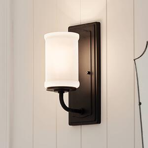 KICHLER Nástenné svetlo Vetivene, čierna, výška 31 cm, kov, IP44, G9-LED, Čierna, Kúpeľňa, kov, Nástenné svietidlo
