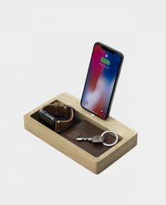 OakyWood Drevený organizér s nabíjačkou na iPhone Dub