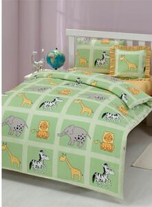Obliečky bavlnené detské Afrika zelené TiaHome - Detský set 130x90cm + 65x45cm