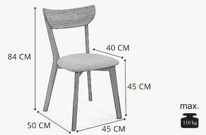 Jedálenská dubová stolička EVA sivá