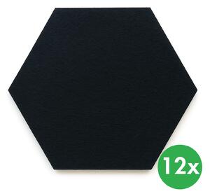Akustický panel, šesťuholník, 30x26 cm, 12 ks, čierna