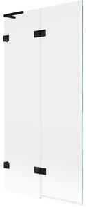 Mexen Lunar L, 2-krídlová vaňová zástena ľavá 90 x 150 cm, číre sklo, čierna matná, 897L-090-100-70-00-L