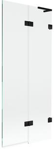 Mexen Lunar L, 2-krídlová vaňová zástena pravá 80 x 150 cm, číre sklo, čierna matná, 897L-080-100-70-00-P