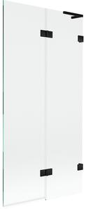 Mexen Lunar L, 2-krídlová vaňová zástena pravá 90 x 150 cm, číre sklo, čierna matná, 897L-090-100-70-00-P