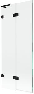 Mexen Lunar L, 2-krídlová vaňová zástena ľavá 80 x 150 cm, číre sklo, čierna matná, 897L-080-100-70-00-L