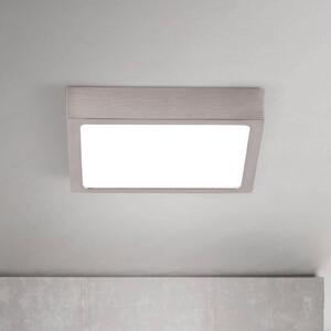 Stropné LED svetlo Disc, saténovo niklové, dĺžka 14 cm, Hliník / sivá / zinok, Obývacia izba / jedáleň, Hliník, Moderný, Stropné svetlo