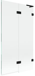 Mexen Lunar L, 2-krídlová vaňová zástena pravá 100 x 150 cm, číre sklo, čierna matná, 897L-100-100-70-00-P