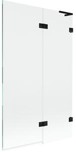 Mexen Lunar L, 2-krídlová vaňová zástena pravá 110 x 150 cm, číre sklo, čierna matná, 897L-110-100-70-00-P