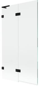 Mexen Lunar L, 2-krídlová vaňová zástena ľavá 100 x 150 cm, číre sklo, čierna matná, 897L-100-100-70-00-L