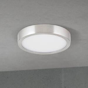 Stropné LED svetlo Disc, saténovo niklové, Ø 14 cm,, Hliník / sivá / zinok, Obývacia izba / jedáleň, Hliník, Moderný, Závesné svietidlo