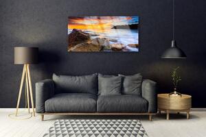 Obraz na skle Kamene more príroda 125x50 cm